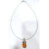 Pendentif Ambre Baltique Chouette Argent 925 avec Chaîne Rigide Argent 925