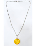 Pendentif Ambre Baltique Rond Argent 925 avec Chaîne Acier 45 cm