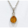 Pendentif Ambre Baltique Argent 925 avec Chaîne Acier 45 cm