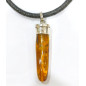 Pendentif Ambre Baltique Pointe Argent 925 avec Cordon Cuir 38 cm