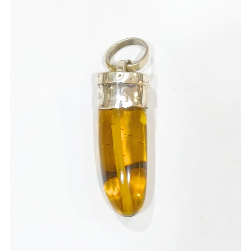 Pendentif Ambre Baltique Pointe Argent 925