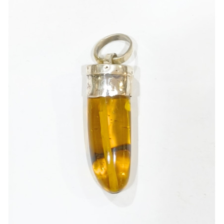 Pendentif Ambre Baltique Pointe Argent 925
