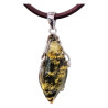 Pendentif Ambre Vert Argent 925 avec Cordon 36 cm