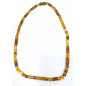 Collier Ambre Baltique Multicolore Cylindres Fermoir à Vis 42 cm