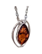 Pendentif Ambre Amande avec Chaîne Argent 925
