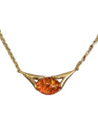 Pendentif Ambre avec Chaîne Plaquée or