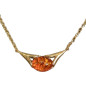 Pendentif Ambre avec Chaîne Plaquée or