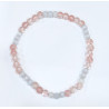 Bracelet Quartz Rose cerise et Sélénite Pierres Rondes 5mm