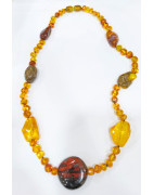 Collier Ambre Baltique Polie et Baroque Baroque avec Fermoir à Vis 42 cm