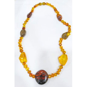 Collier Ambre Baltique Polie et Baroque Baroque avec Fermoir à Vis 42 cm