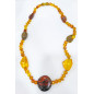 Collier Ambre Baltique Polie et Baroque Baroque avec Fermoir à Vis 42 cm