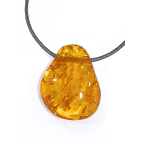 Pendentif Ambre Baltique  avec Cordon Cuir 44cm