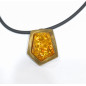Pendentif Ambre Baltique Argent 925 Doré avec Cordon Caoutchouc 36 cm
