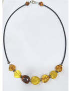 Collier Ambre Baltique Multicolore Tour de Cou Caoutchouc  avec Fermoir 42 cm