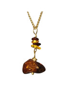 Pendentif Ambre Brute avec Chaîne Acier Inox Plaquée Or 48 cm