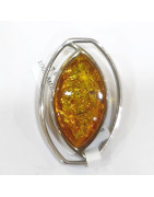Pendentif Ambre Baltique Cognac Argent 925