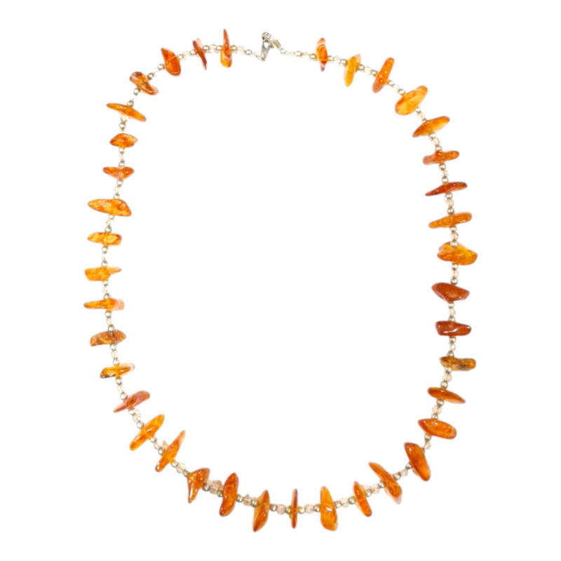 Collier Ambre Baltique Cognac avec Fermoir 48 cm