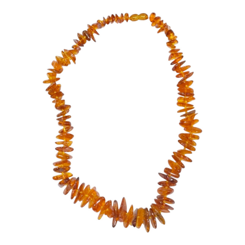 Collier Ambre Baltique Cognac avec Fermoir à Vis 46 cm