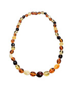 Collier Ambre Baltique Multicolore Grains de café Fermoir à Vis 44 cm