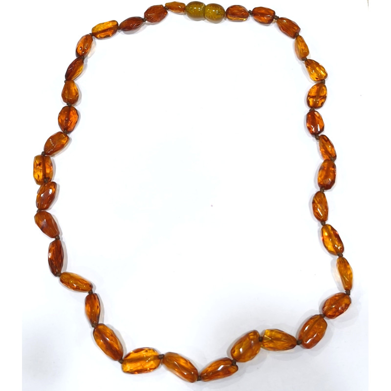Collier Ambre Baltique Cognac avec Fermoir à Vis 40 cm