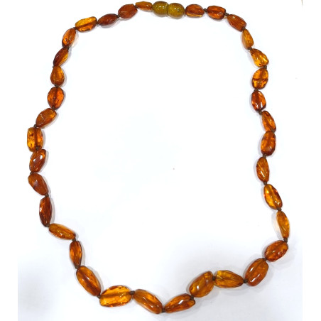 Collier Ambre Baltique Cognac avec Fermoir à Vis 40 cm