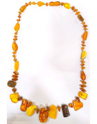 Collier Ambre Baltique Multicolore Baroque avec Fermoir à Vis 52 cm