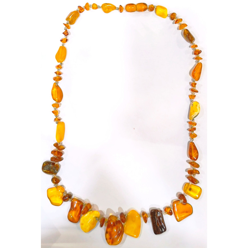 Collier Ambre Baltique Multicolore Baroque avec Fermoir à Vis 52 cm