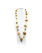 Collier Ambre Baltique Brute et Pierres Rondes avec Fermoir 76 cm