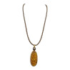 Pendentif Ambre Baltique et Bille d'Hématite Argent 925 Doré avec Cordon 44 cm