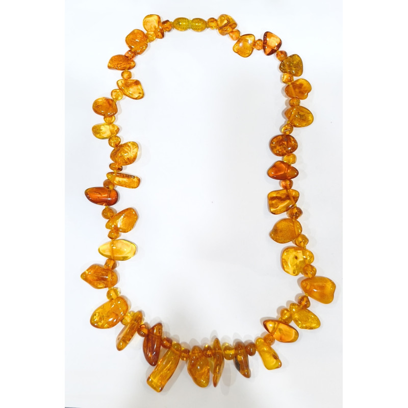 Collier Ambre Baltique Cognac avec Fermoir à Vis 44 cm
