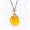 Pendentif Ambre Baltique Rond Argent 925 avec Chaîne 44 cm