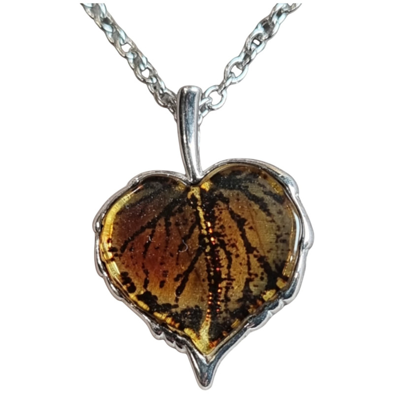 Pendentif Ambre Feuille Argent 925 sur Chaîne
