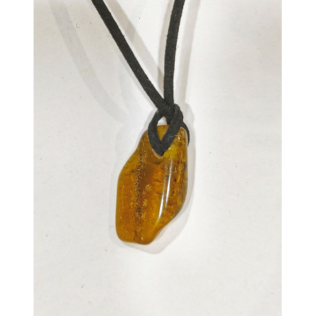 Pendentif Ambre Brut sur Cordon Réglable