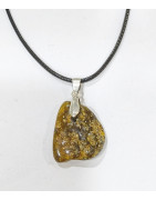 Pendentif Ambre Brute sur Cordon 45 + 5 cm