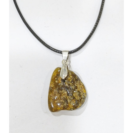 Pendentif Ambre Brute sur Cordon 45 + 5 cm