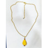 Pendentif Ambre Miel Avec Chaîne Plaquée Or 40 + 5 cm