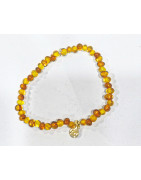 Bracelet Ambre Baltique avec Breloque Dorée