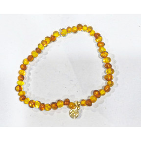 Bracelet Ambre Baltique avec Breloque Dorée