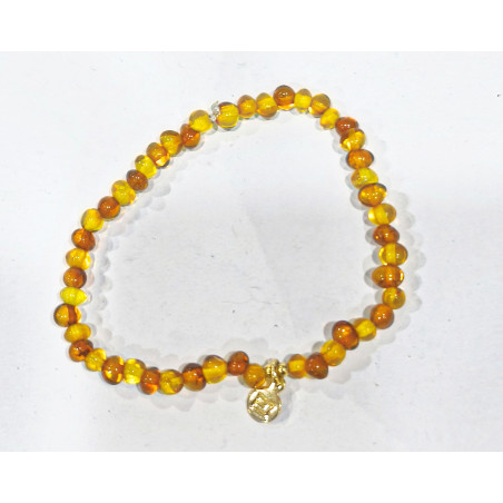 Bracelet Ambre Baltique avec Breloque Dorée
