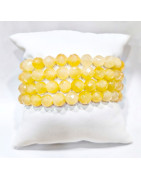 Bracelet Jade Jaune Facetté Pierres Rondes 8mm