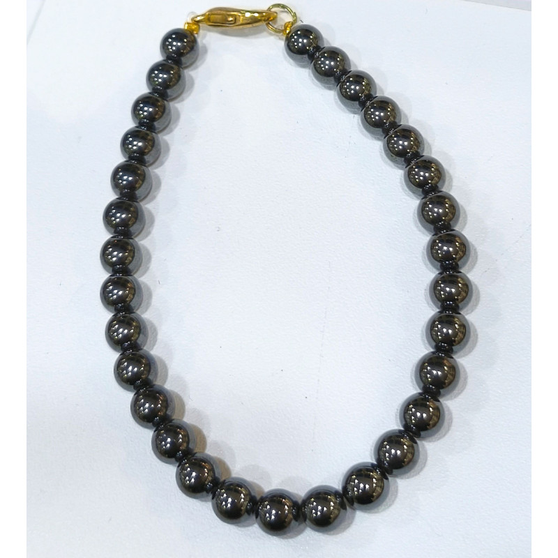 Bracelet Hématite Pierres Rondes 6mm à Fermoir