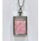 Pendentif Quartz Rose Rectangle 5 cm et Chaîne Acier 29 cm
