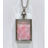Pendentif Quartz Rose Rectangle 5 cm et Chaîne Acier 29 cm