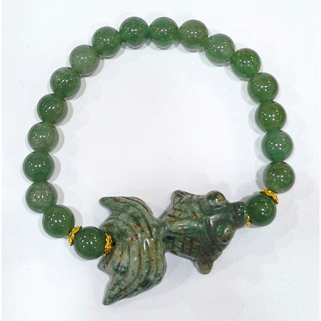 Bracelet Aventurine Verte Pierres Rondes 8mm et Poisson Jaspe Vert