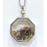 Pendentif Tourmaline Multicolore Hexagone 5 cm et Chaîne Acier 29 cm