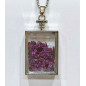 Pendentif Grenat Rectangle 5 cm et Chaîne Acier 29 cm