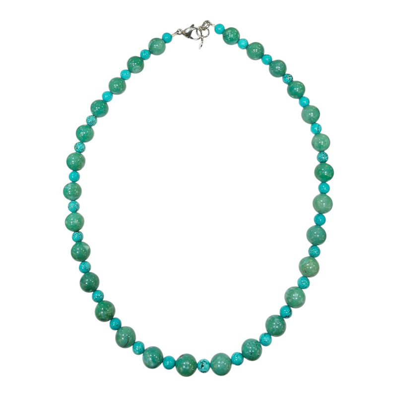 Collier Turquoise Pierres Rondes de 10mm et 6mm 48 cm