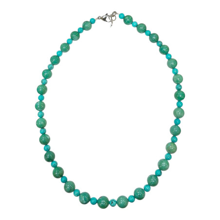 Collier Turquoise Pierres Rondes de 10mm et 6mm 48 cm