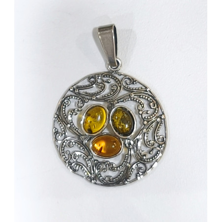 Pendentif Ambre Baltique Argent 925