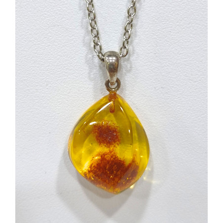 Pendentif Ambre Baltique Argent 925 avec Chaîne 48 cm